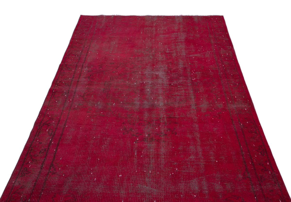 Red Over Dyed Vintage Rug 4&#39;11&#39;&#39; x 8&#39;9&#39;&#39; ft 150 x 266 cm