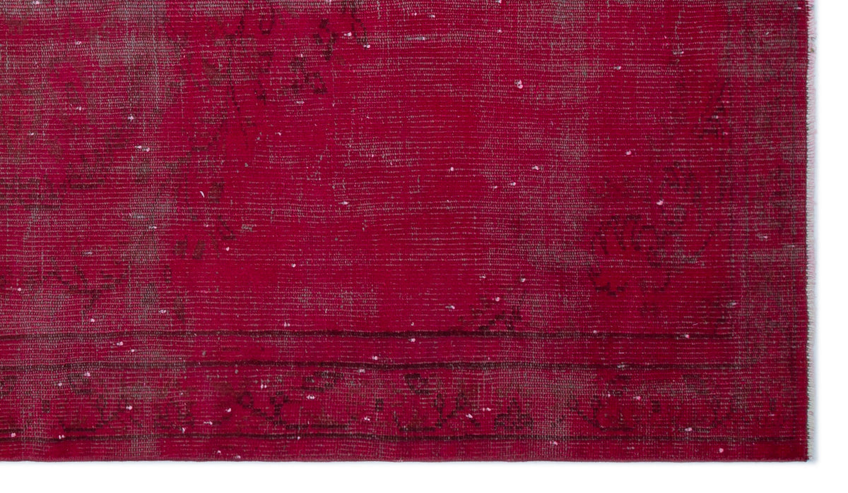 Red Over Dyed Vintage Rug 4&#39;11&#39;&#39; x 8&#39;9&#39;&#39; ft 150 x 266 cm