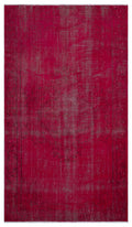 Red Over Dyed Vintage Rug 4'11'' x 8'9'' ft 150 x 266 cm