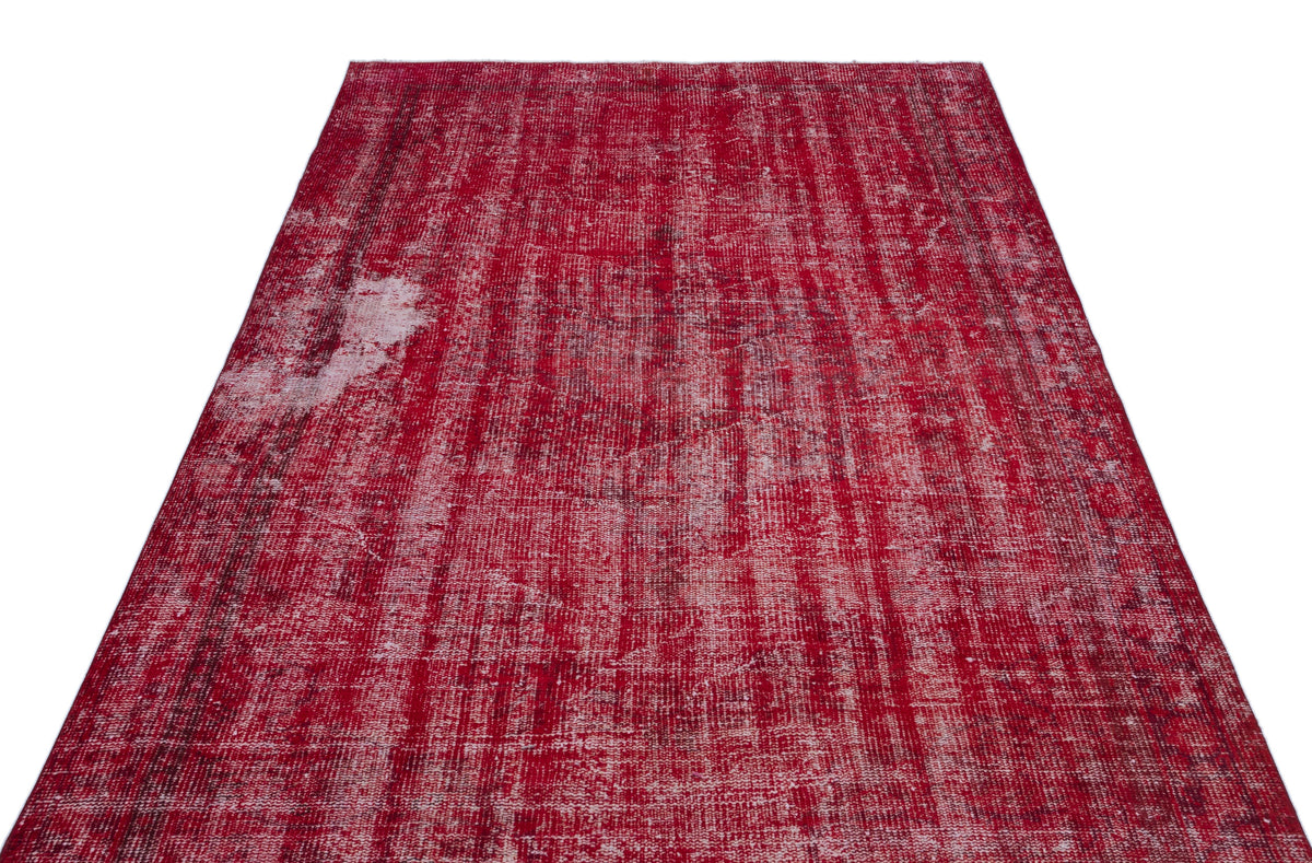 Red Over Dyed Vintage Rug 5&#39;2&#39;&#39; x 8&#39;5&#39;&#39; ft 158 x 257 cm