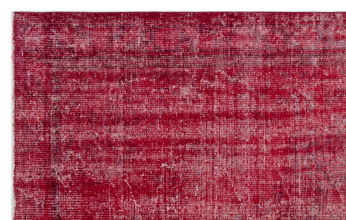 Red Over Dyed Vintage Rug 5&#39;2&#39;&#39; x 8&#39;5&#39;&#39; ft 158 x 257 cm