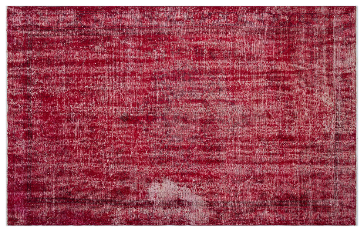 Red Over Dyed Vintage Rug 5&#39;2&#39;&#39; x 8&#39;5&#39;&#39; ft 158 x 257 cm