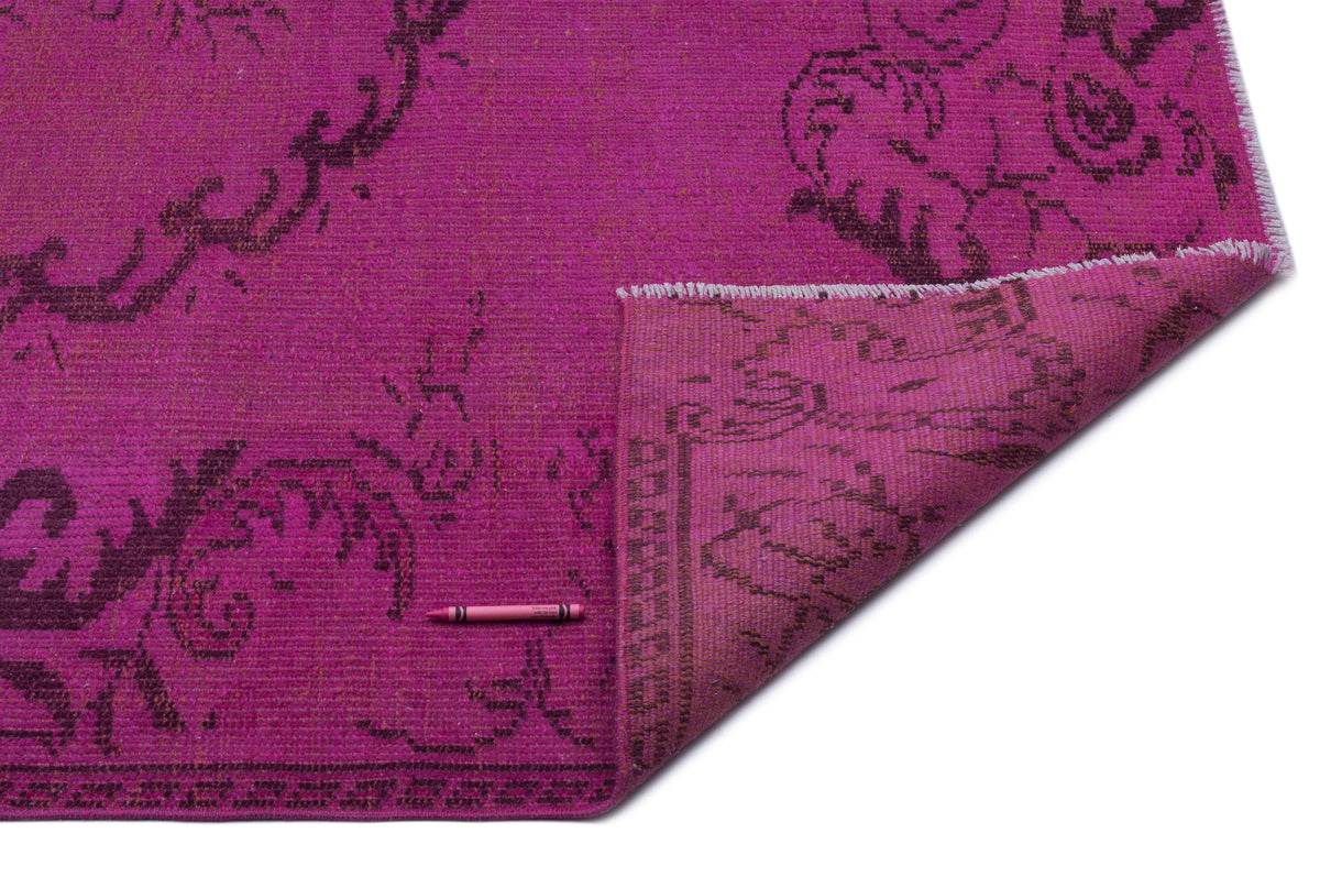 Fuchsia Over Dyed Vintage Rug 5&#39;5&#39;&#39; x 8&#39;3&#39;&#39; ft 164 x 251 cm