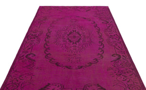 Fuchsia Over Dyed Vintage Rug 5'5'' x 8'3'' ft 164 x 251 cm