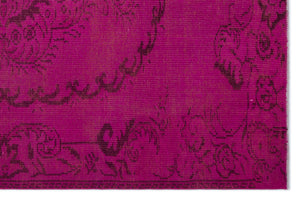 Fuchsia Over Dyed Vintage Rug 5'5'' x 8'3'' ft 164 x 251 cm