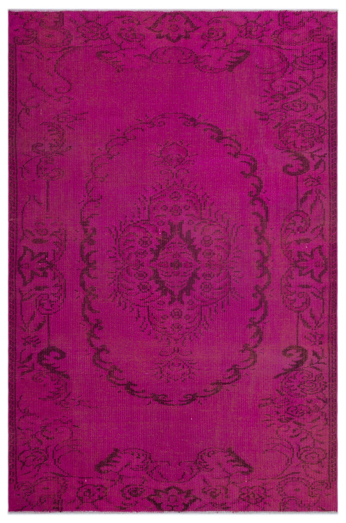 Fuchsia Over Dyed Vintage Rug 5&#39;5&#39;&#39; x 8&#39;3&#39;&#39; ft 164 x 251 cm
