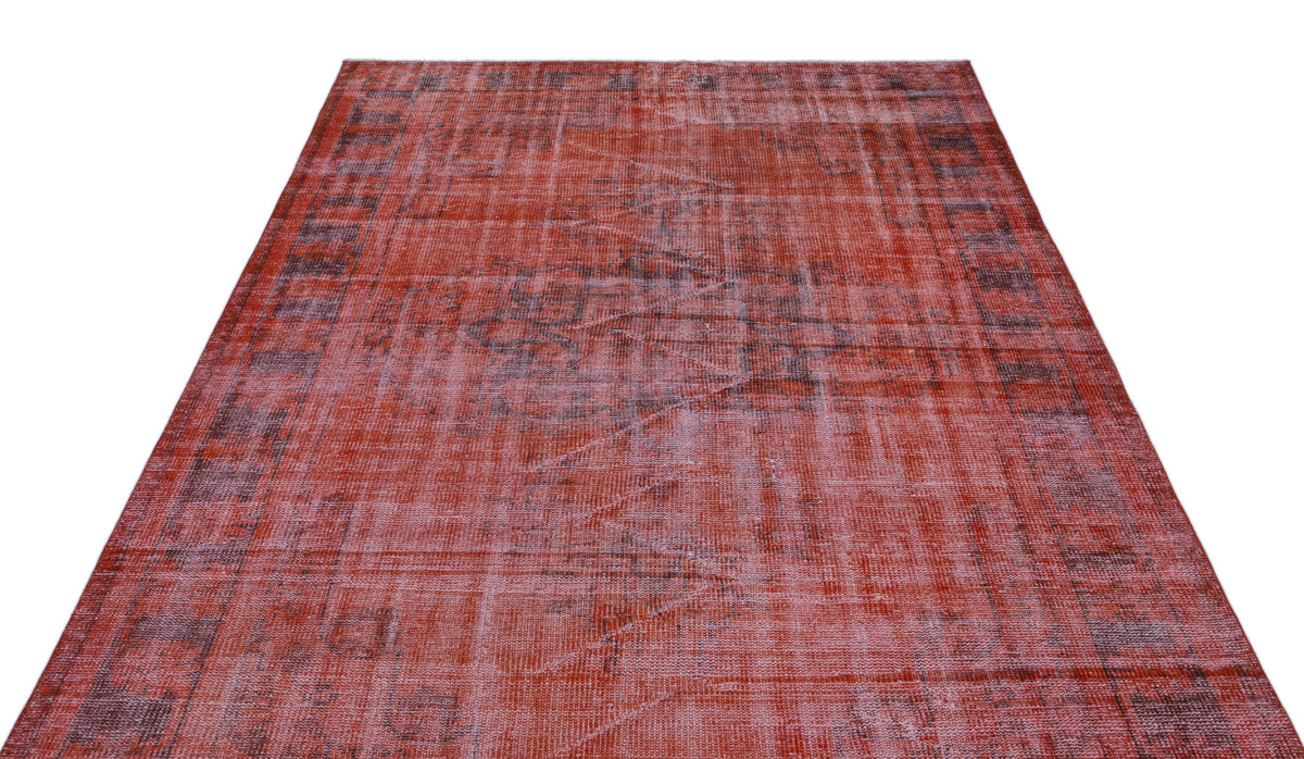 Red Over Dyed Vintage Rug 5&#39;9&#39;&#39; x 8&#39;4&#39;&#39; ft 174 x 254 cm
