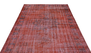 Red Over Dyed Vintage Rug 5'9'' x 8'4'' ft 174 x 254 cm