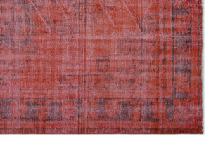 Red Over Dyed Vintage Rug 5'9'' x 8'4'' ft 174 x 254 cm