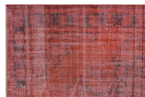 Red Over Dyed Vintage Rug 5'9'' x 8'4'' ft 174 x 254 cm