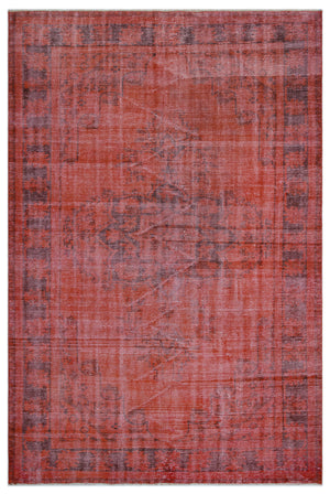 Red Over Dyed Vintage Rug 5'9'' x 8'4'' ft 174 x 254 cm