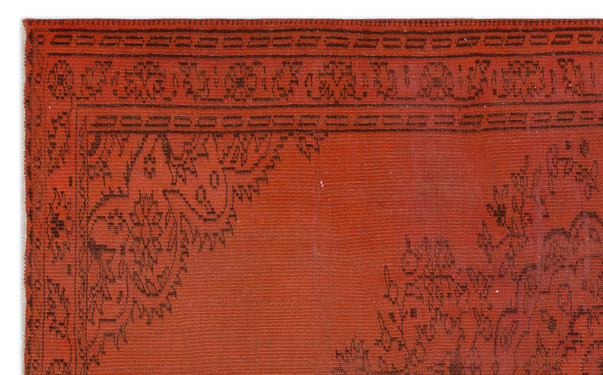 Orange Over Dyed Vintage Rug 5&#39;1&#39;&#39; x 8&#39;5&#39;&#39; ft 156 x 256 cm