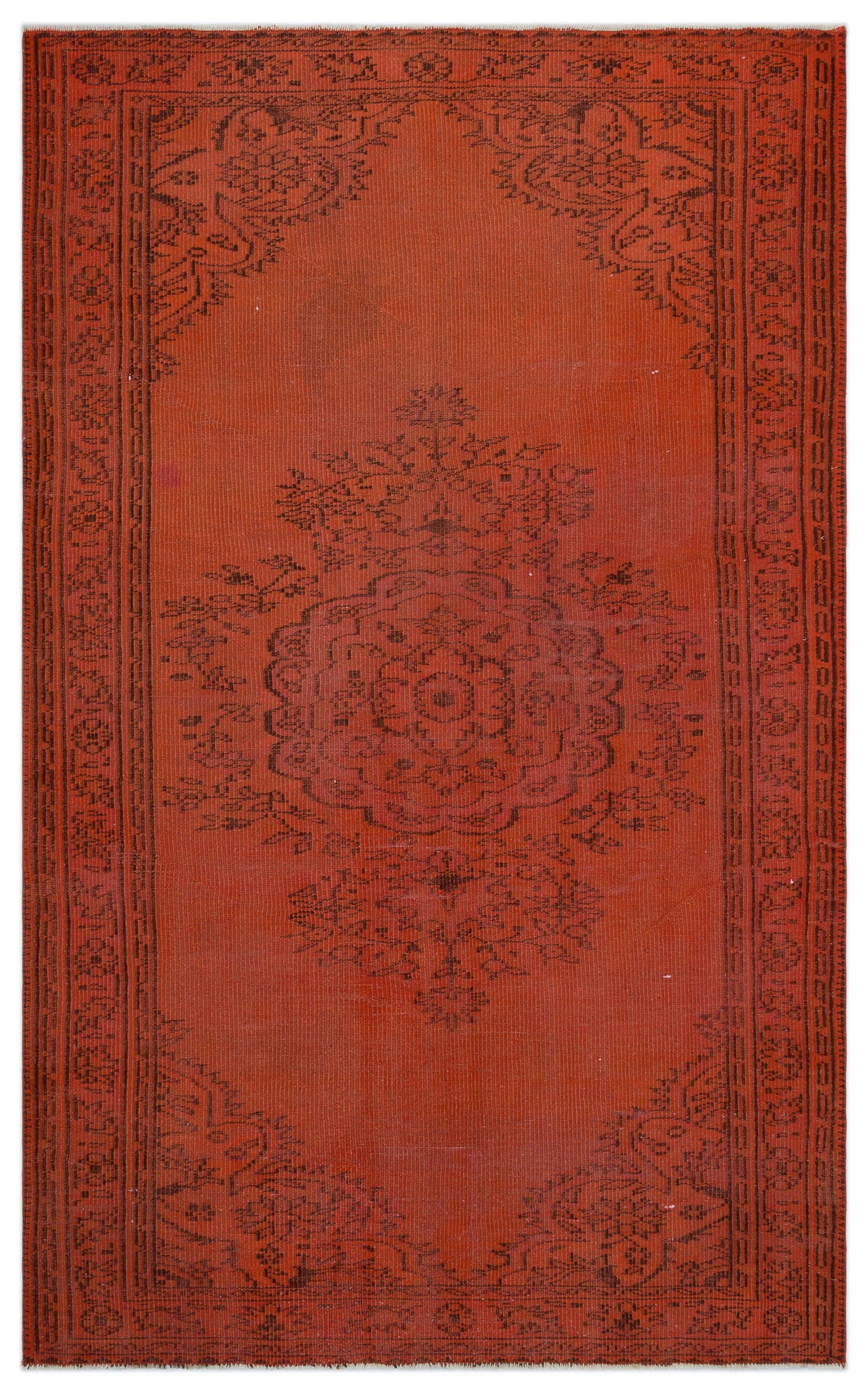 Orange Over Dyed Vintage Rug 5&#39;1&#39;&#39; x 8&#39;5&#39;&#39; ft 156 x 256 cm