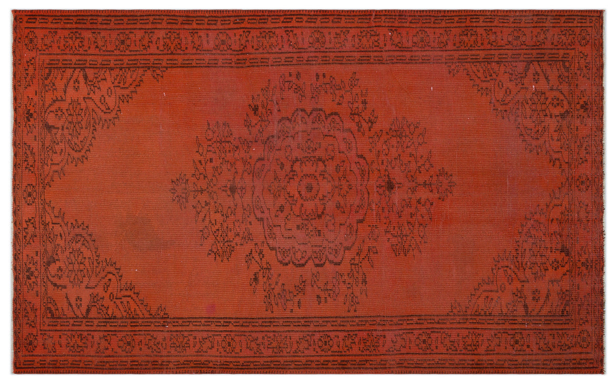 Orange Over Dyed Vintage Rug 5&#39;1&#39;&#39; x 8&#39;5&#39;&#39; ft 156 x 256 cm
