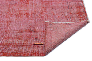 Red Over Dyed Vintage Rug 4'12'' x 7'12'' ft 152 x 243 cm