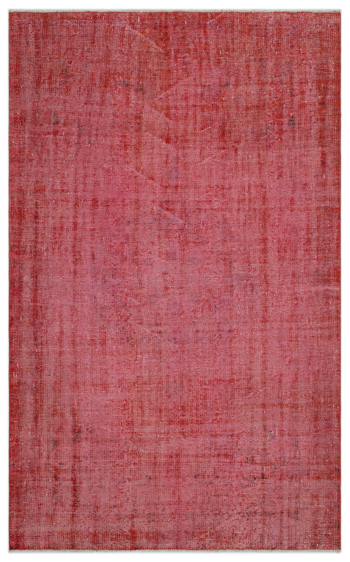 Red Over Dyed Vintage Rug 4&#39;12&#39;&#39; x 7&#39;12&#39;&#39; ft 152 x 243 cm