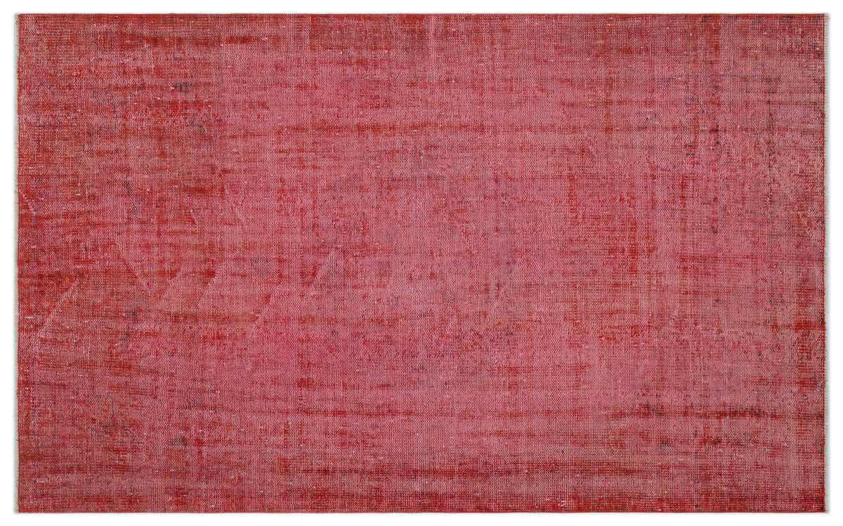Red Over Dyed Vintage Rug 4&#39;12&#39;&#39; x 7&#39;12&#39;&#39; ft 152 x 243 cm