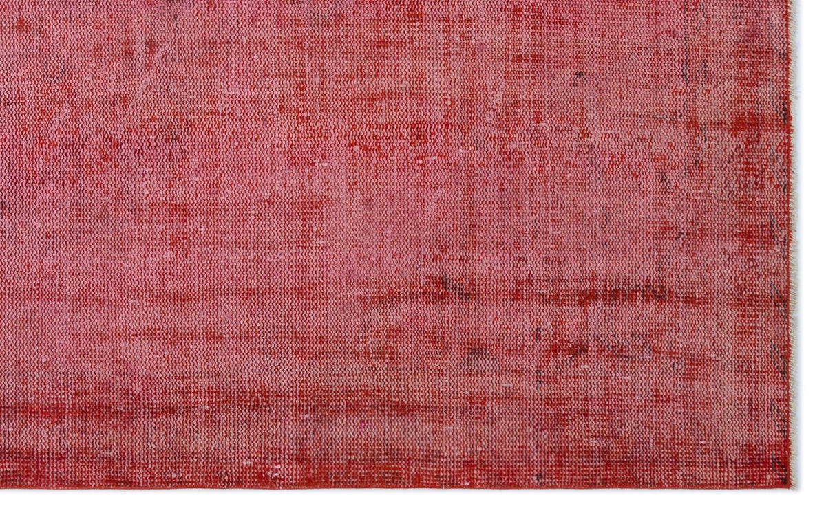Red Over Dyed Vintage Rug 4&#39;12&#39;&#39; x 7&#39;12&#39;&#39; ft 152 x 243 cm