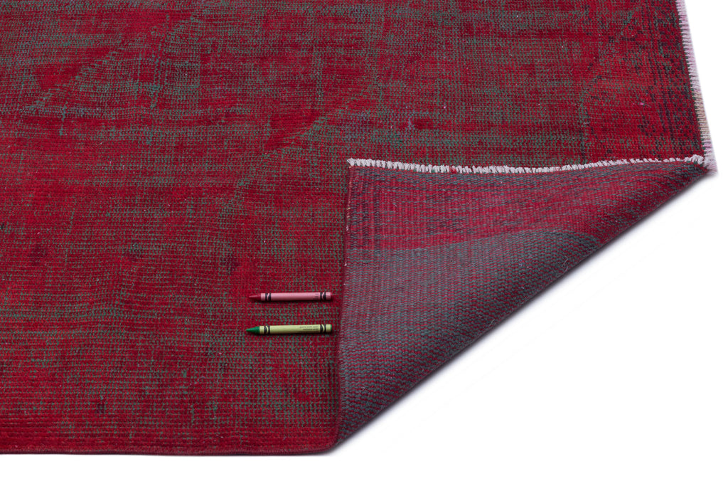 Red Over Dyed Vintage Rug 5'6'' x 9'7'' ft 167 x 292 cm
