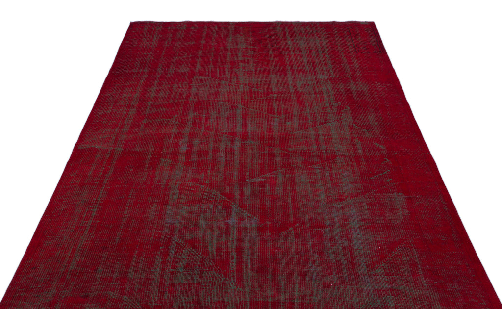 Red Over Dyed Vintage Rug 5'6'' x 9'7'' ft 167 x 292 cm