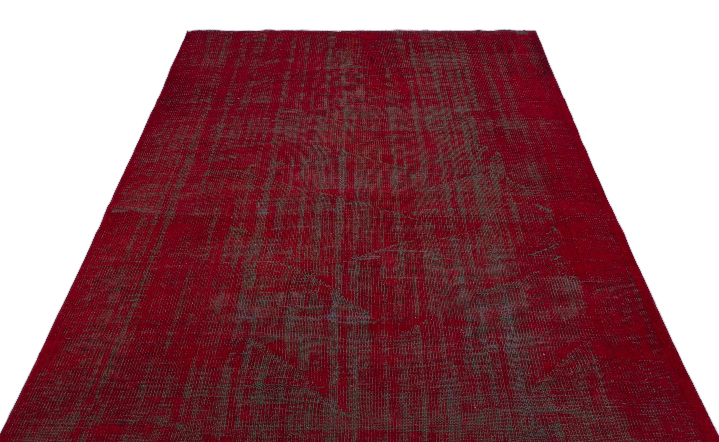 Red Over Dyed Vintage Rug 5'6'' x 9'7'' ft 167 x 292 cm
