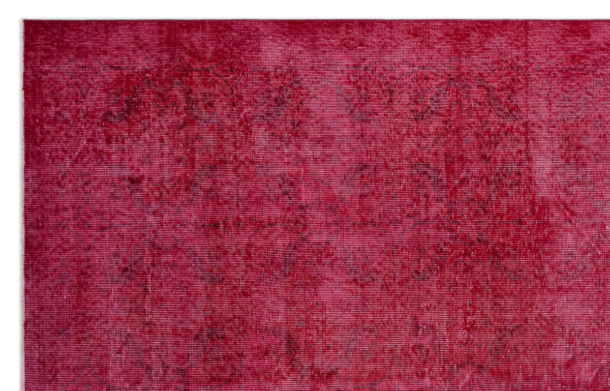 Red Over Dyed Vintage Rug 6&#39;9&#39;&#39; x 10&#39;4&#39;&#39; ft 205 x 315 cm