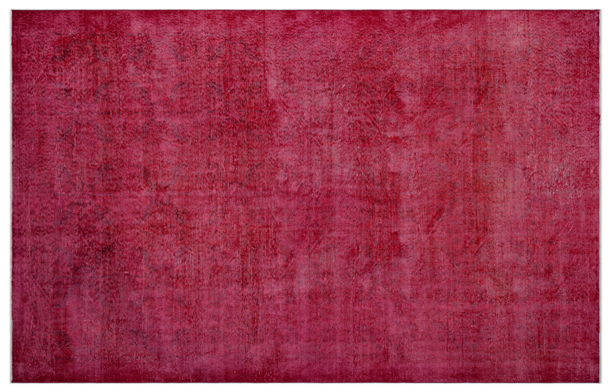 Red Over Dyed Vintage Rug 6&#39;9&#39;&#39; x 10&#39;4&#39;&#39; ft 205 x 315 cm