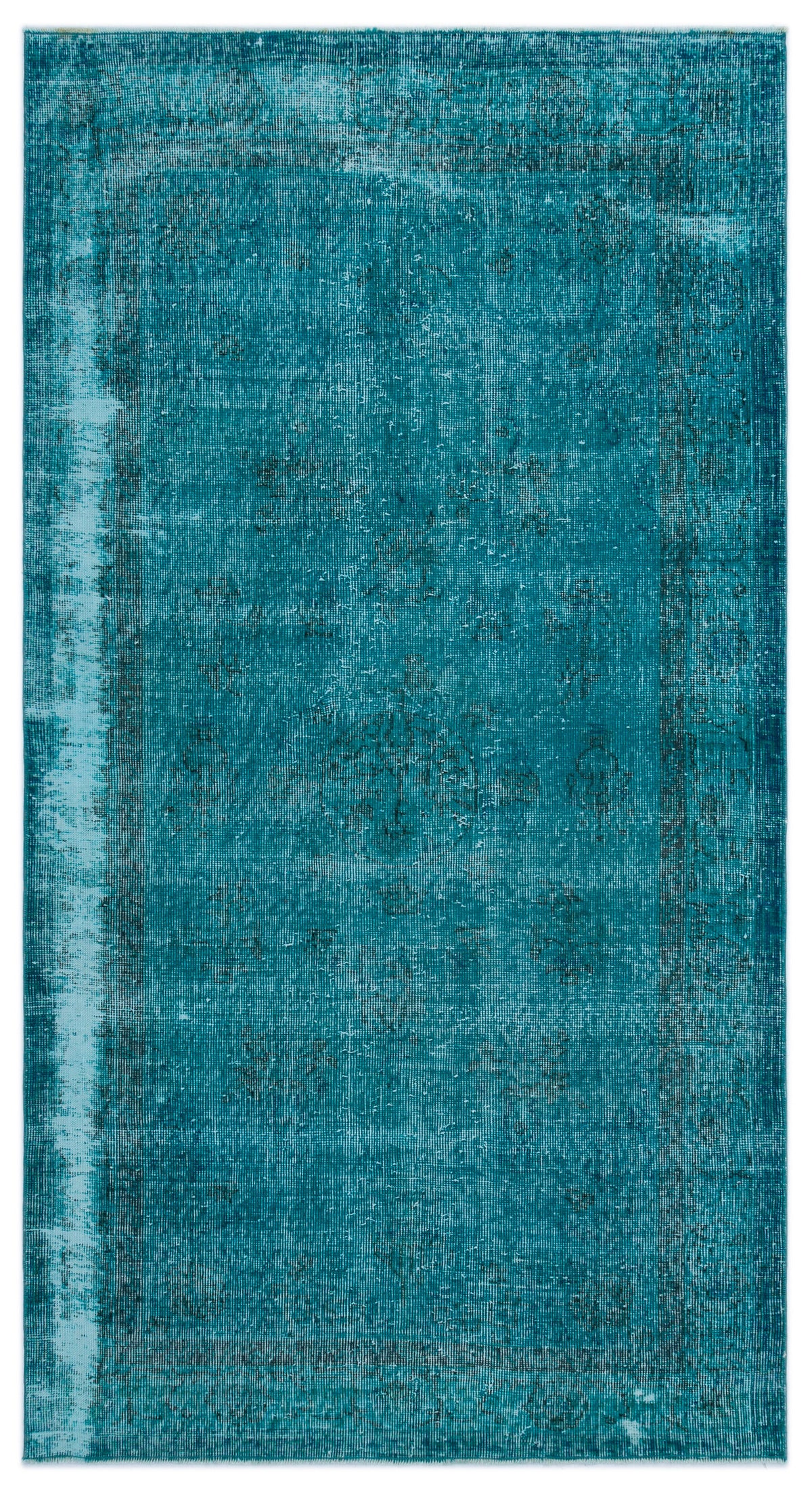 Turquoise  Over Dyed Vintage Rug 3&#39;10&#39;&#39; x 7&#39;3&#39;&#39; ft 118 x 221 cm