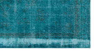 Turquoise  Over Dyed Vintage Rug 3'10'' x 7'3'' ft 118 x 221 cm