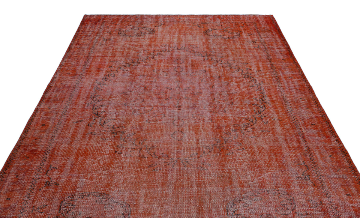 Orange Over Dyed Vintage Rug 6&#39;6&#39;&#39; x 10&#39;1&#39;&#39; ft 197 x 308 cm