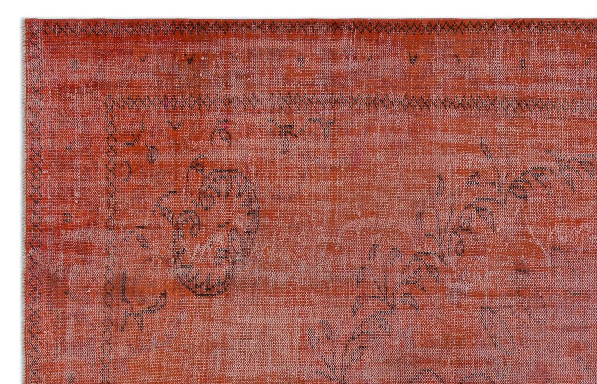 Orange Over Dyed Vintage Rug 6&#39;6&#39;&#39; x 10&#39;1&#39;&#39; ft 197 x 308 cm