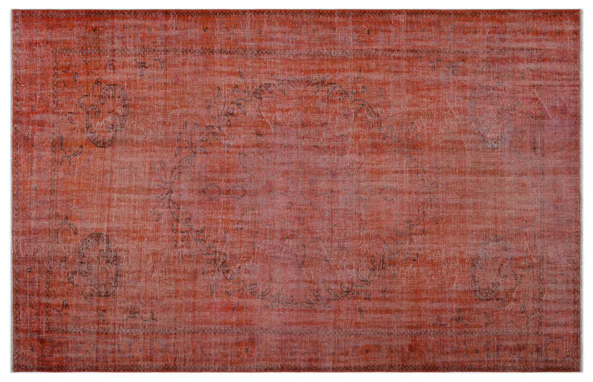 Orange Over Dyed Vintage Rug 6&#39;6&#39;&#39; x 10&#39;1&#39;&#39; ft 197 x 308 cm