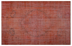 Orange Over Dyed Vintage Rug 6'6'' x 10'1'' ft 197 x 308 cm