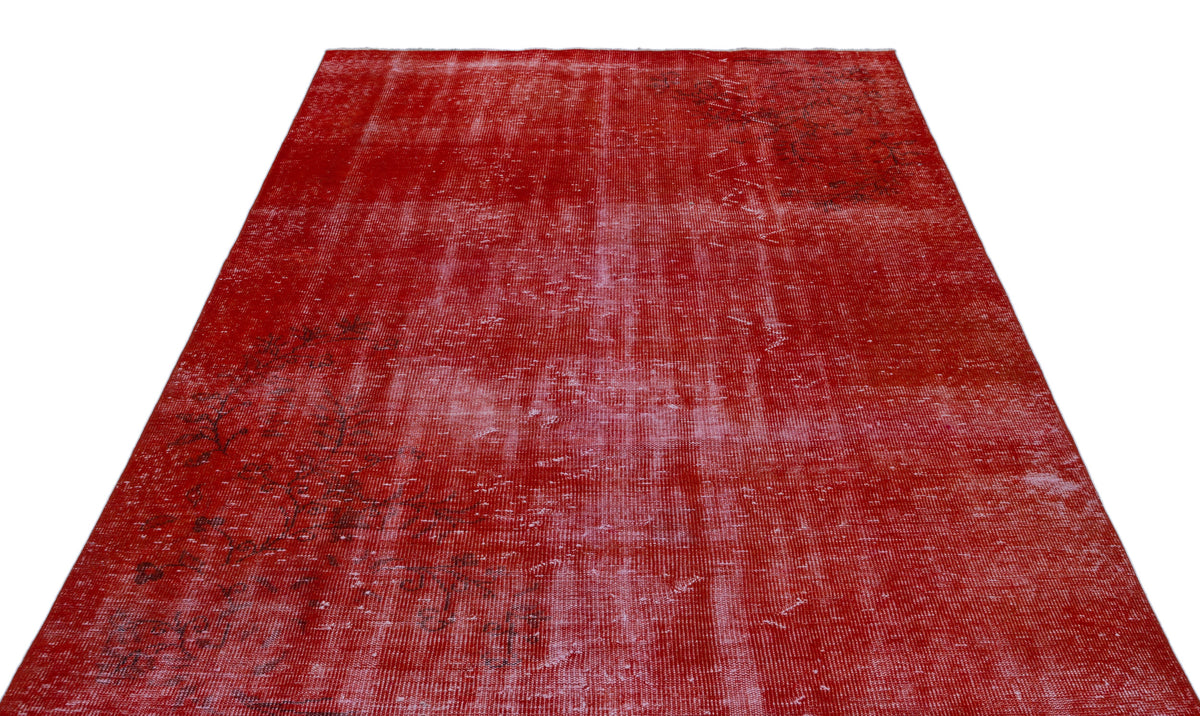 Red Over Dyed Vintage Rug 5&#39;7&#39;&#39; x 8&#39;4&#39;&#39; ft 170 x 254 cm