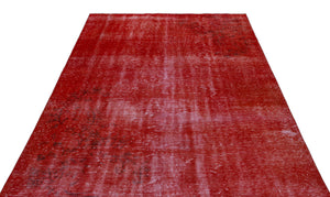 Red Over Dyed Vintage Rug 5'7'' x 8'4'' ft 170 x 254 cm