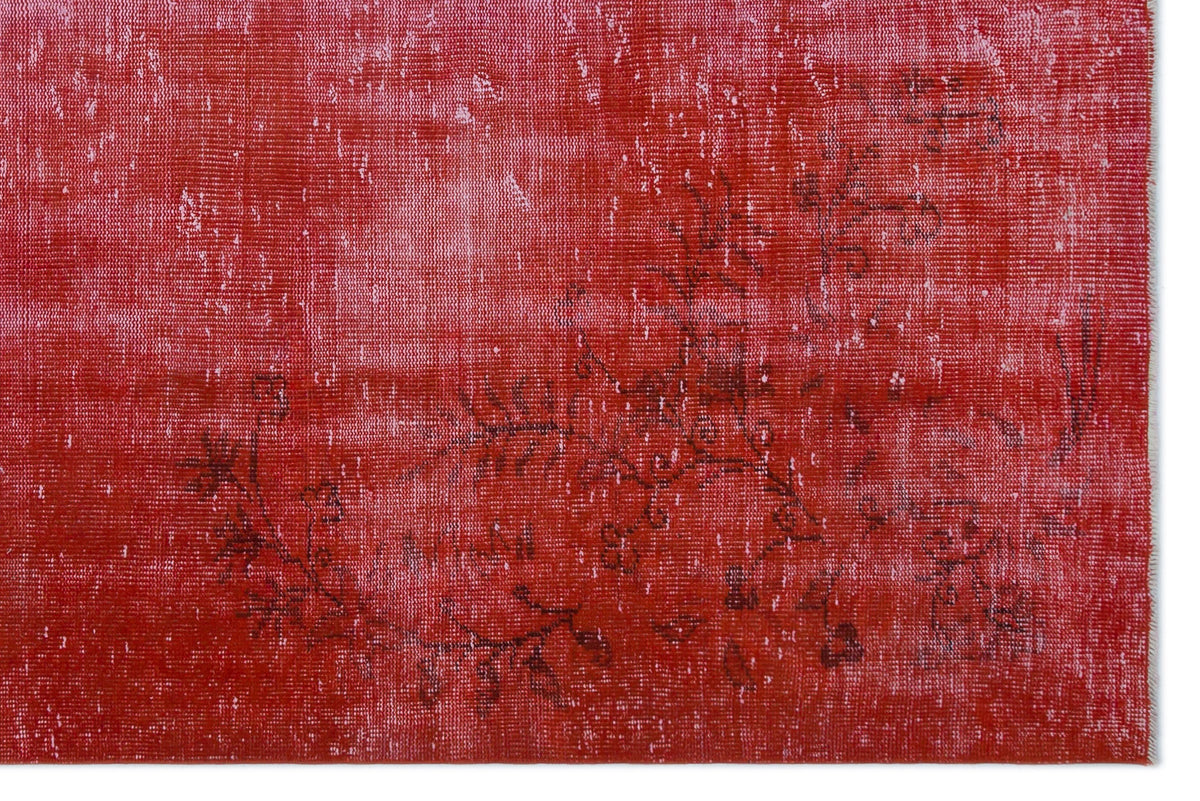 Red Over Dyed Vintage Rug 5&#39;7&#39;&#39; x 8&#39;4&#39;&#39; ft 170 x 254 cm