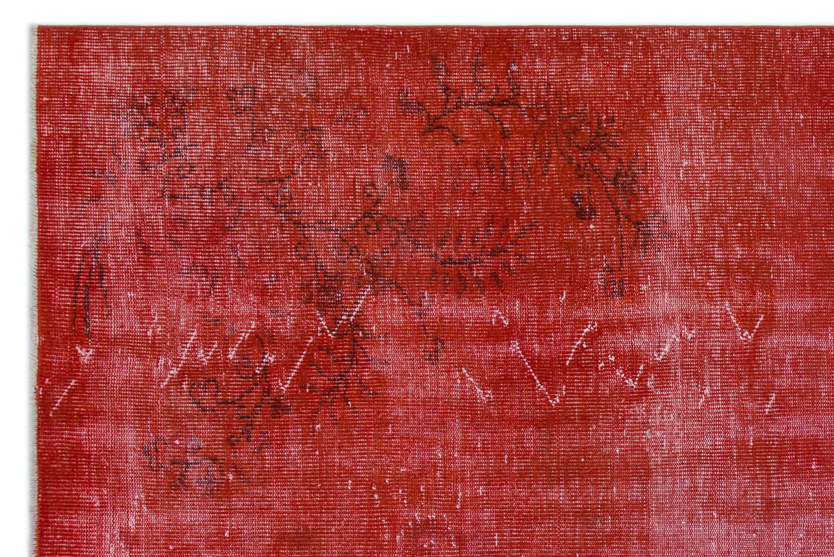 Red Over Dyed Vintage Rug 5&#39;7&#39;&#39; x 8&#39;4&#39;&#39; ft 170 x 254 cm