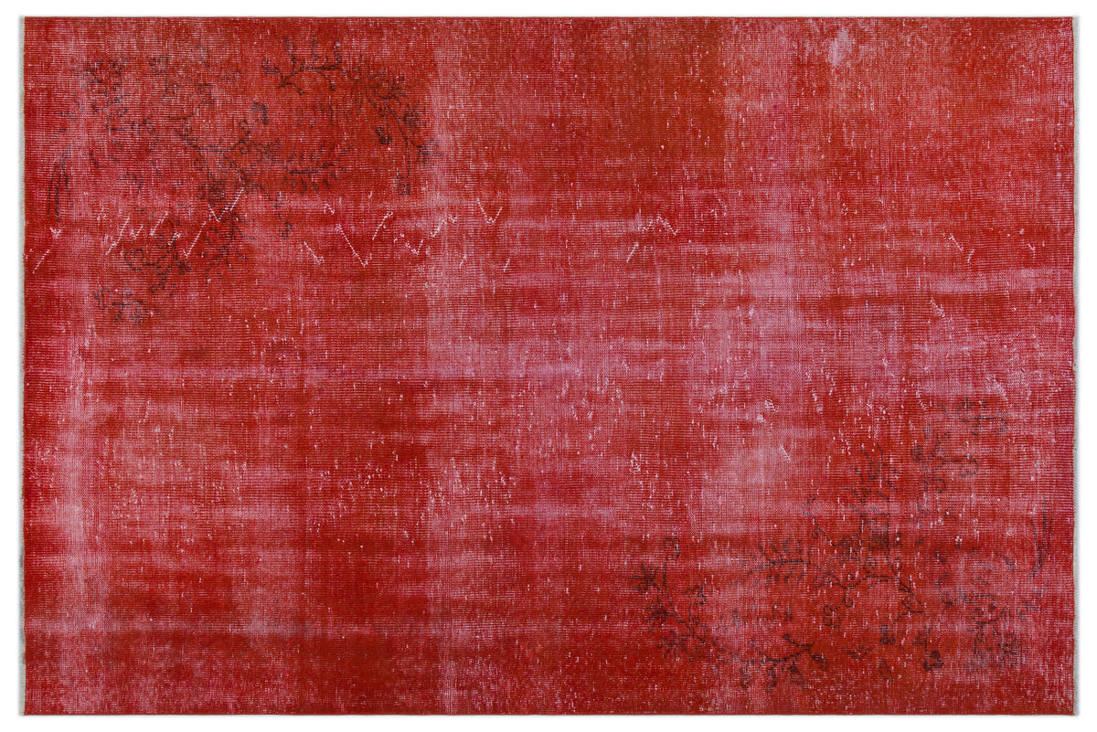 Red Over Dyed Vintage Rug 5&#39;7&#39;&#39; x 8&#39;4&#39;&#39; ft 170 x 254 cm