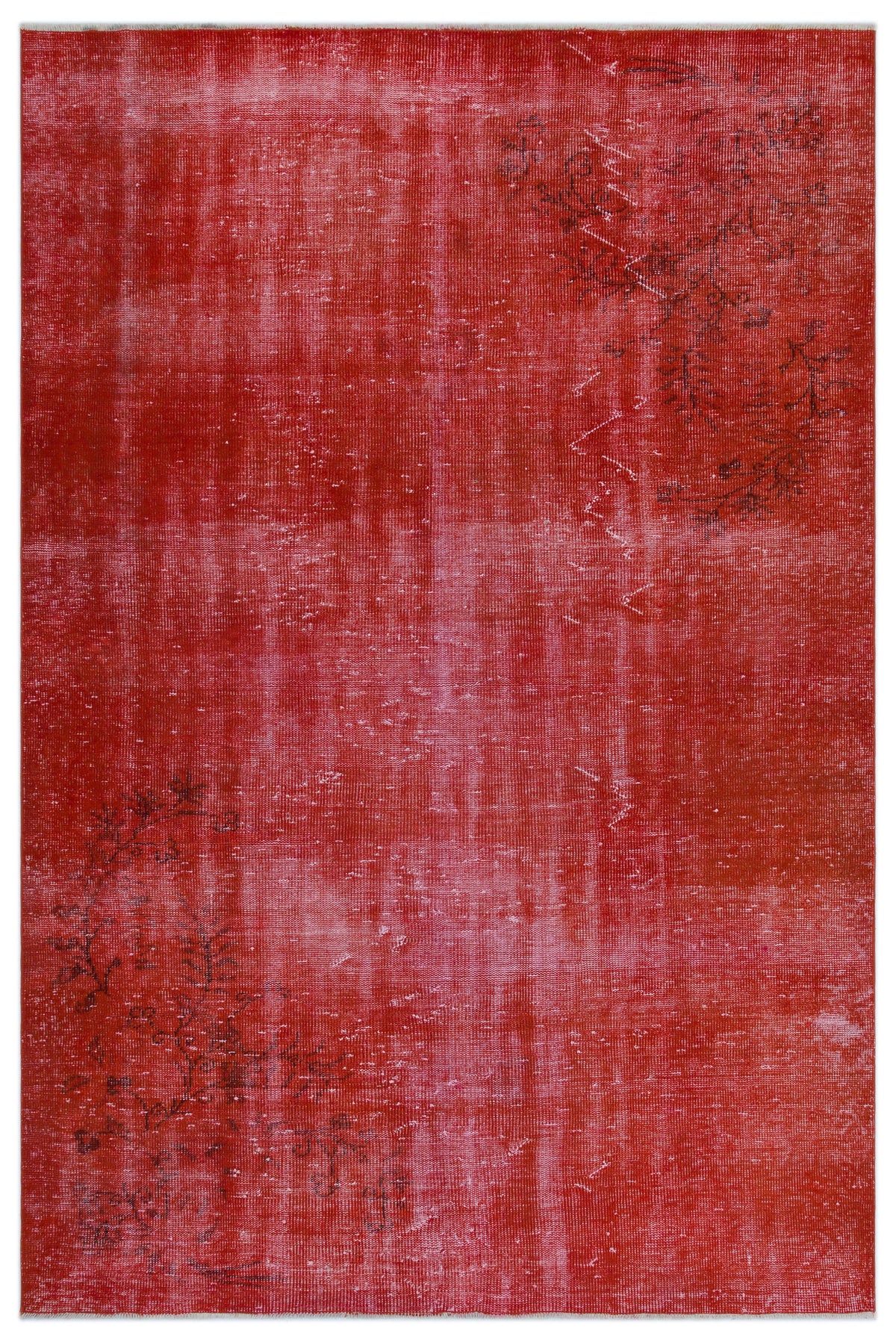 Red Over Dyed Vintage Rug 5&#39;7&#39;&#39; x 8&#39;4&#39;&#39; ft 170 x 254 cm