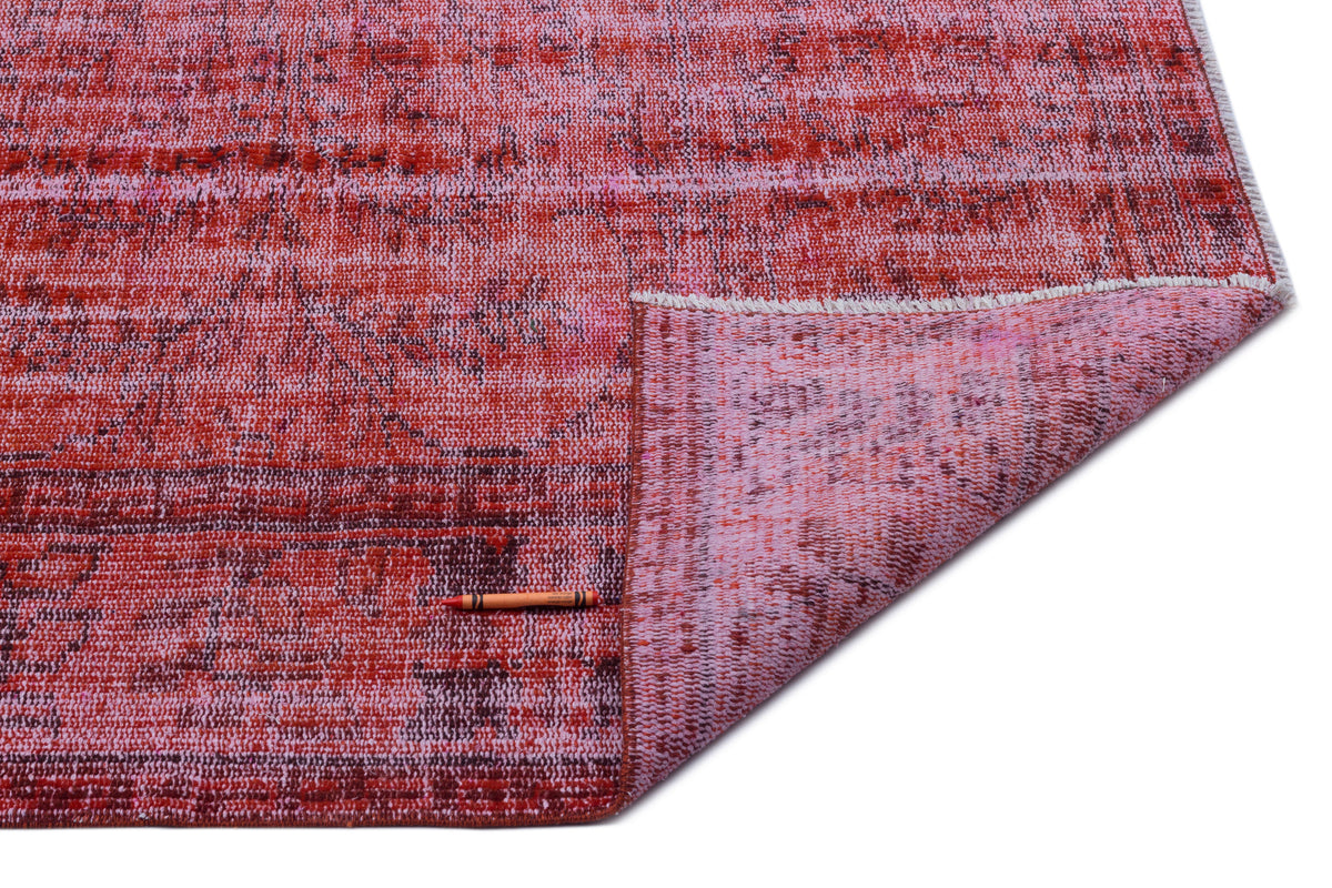 Red Over Dyed Vintage Rug 6&#39;4&#39;&#39; x 9&#39;2&#39;&#39; ft 192 x 280 cm