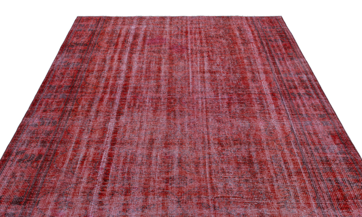 Red Over Dyed Vintage Rug 6&#39;4&#39;&#39; x 9&#39;2&#39;&#39; ft 192 x 280 cm