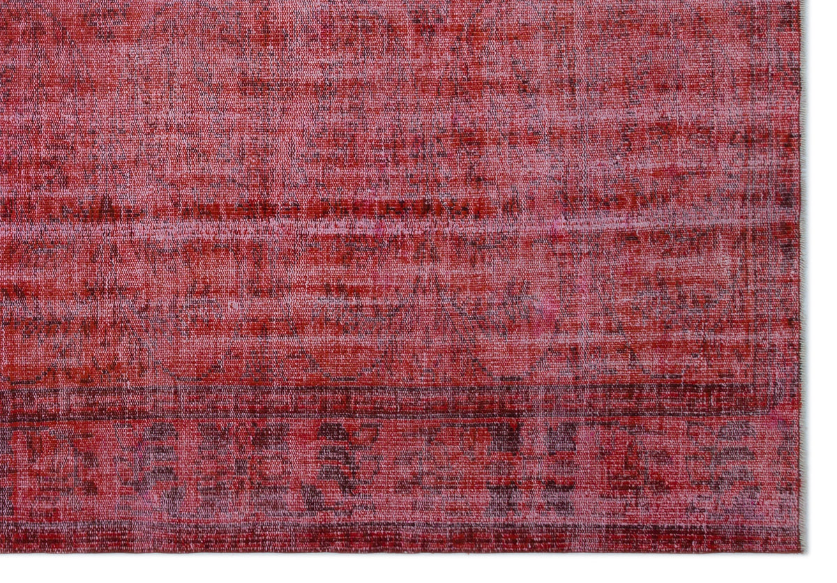 Red Over Dyed Vintage Rug 6&#39;4&#39;&#39; x 9&#39;2&#39;&#39; ft 192 x 280 cm