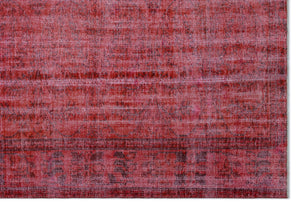 Red Over Dyed Vintage Rug 6'4'' x 9'2'' ft 192 x 280 cm