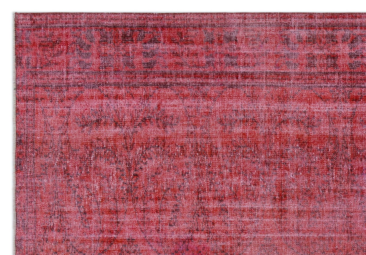 Red Over Dyed Vintage Rug 6&#39;4&#39;&#39; x 9&#39;2&#39;&#39; ft 192 x 280 cm