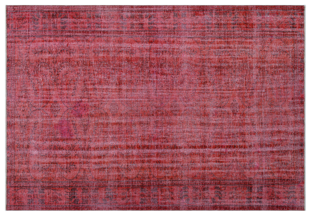 Red Over Dyed Vintage Rug 6&#39;4&#39;&#39; x 9&#39;2&#39;&#39; ft 192 x 280 cm