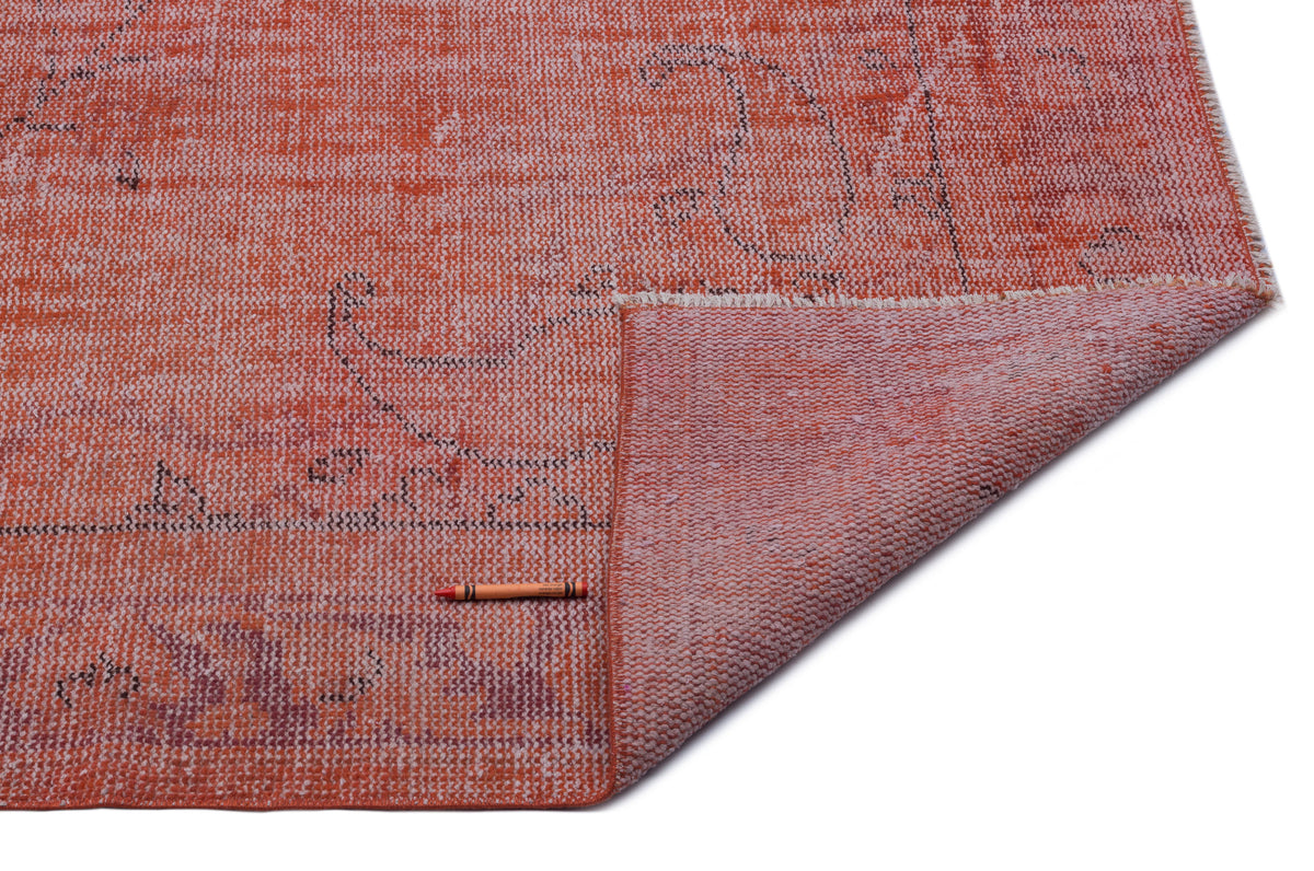 Orange Over Dyed Vintage Rug 6&#39;2&#39;&#39; x 9&#39;12&#39;&#39; ft 187 x 304 cm