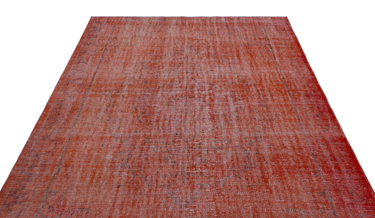 Orange Over Dyed Vintage Rug 6&#39;2&#39;&#39; x 9&#39;12&#39;&#39; ft 187 x 304 cm
