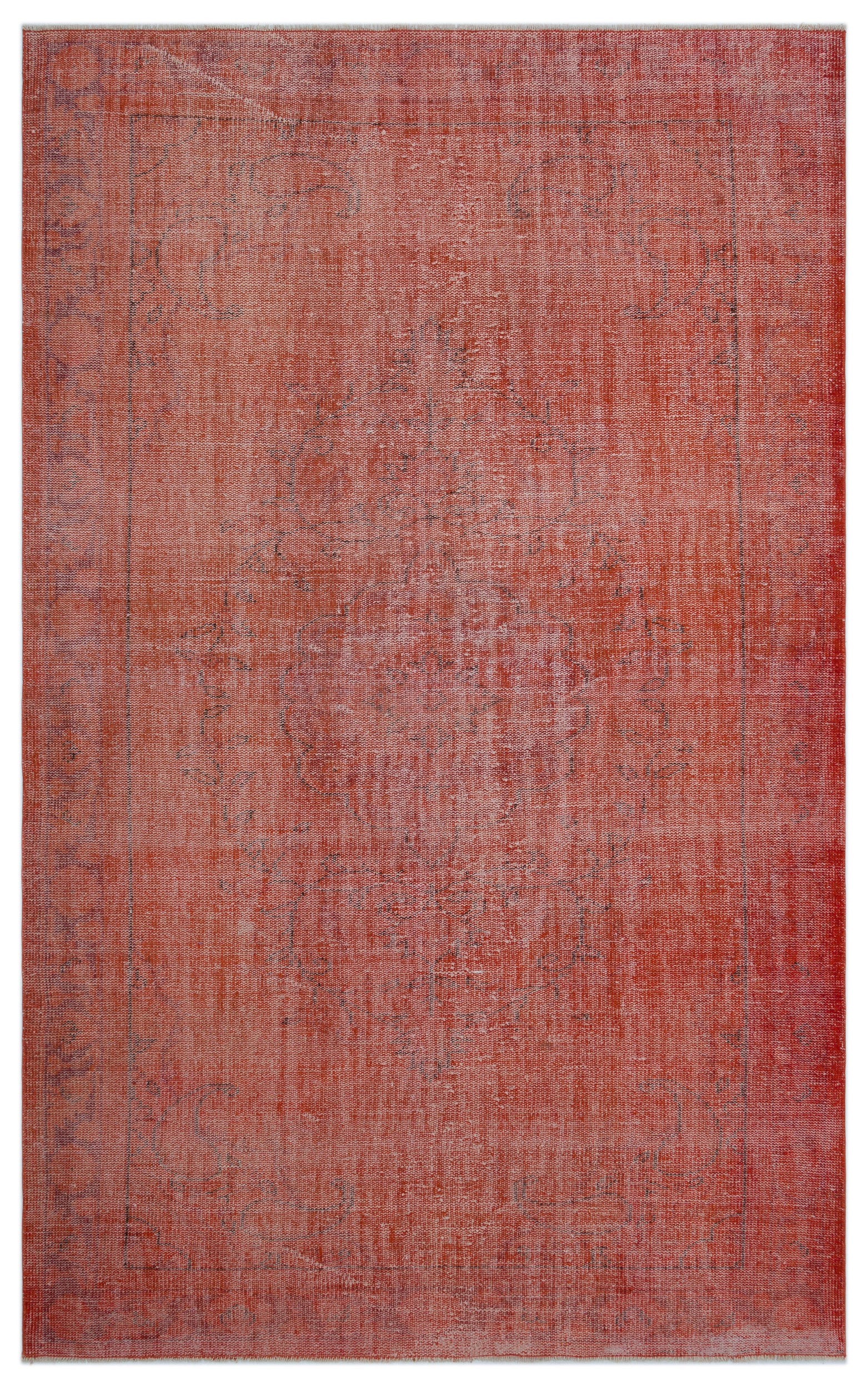 Orange Over Dyed Vintage Rug 6'2'' x 9'12'' ft 187 x 304 cm