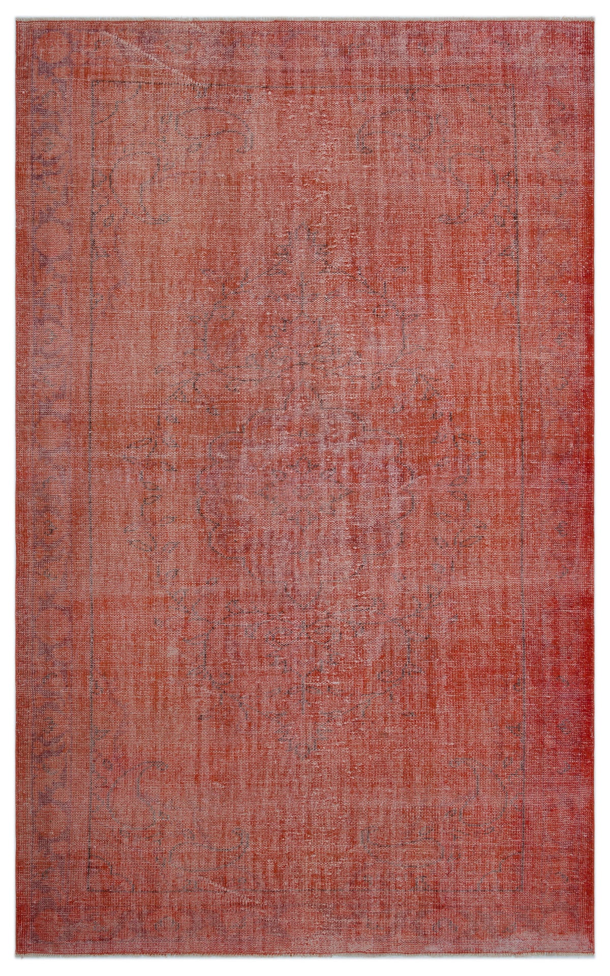 Orange Over Dyed Vintage Rug 6&#39;2&#39;&#39; x 9&#39;12&#39;&#39; ft 187 x 304 cm