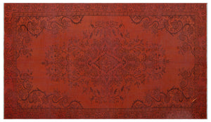 Orange Over Dyed Vintage Rug 5'3'' x 9'2'' ft 160 x 280 cm
